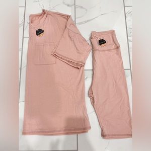Maternity biker short sleep set. Pink Blush